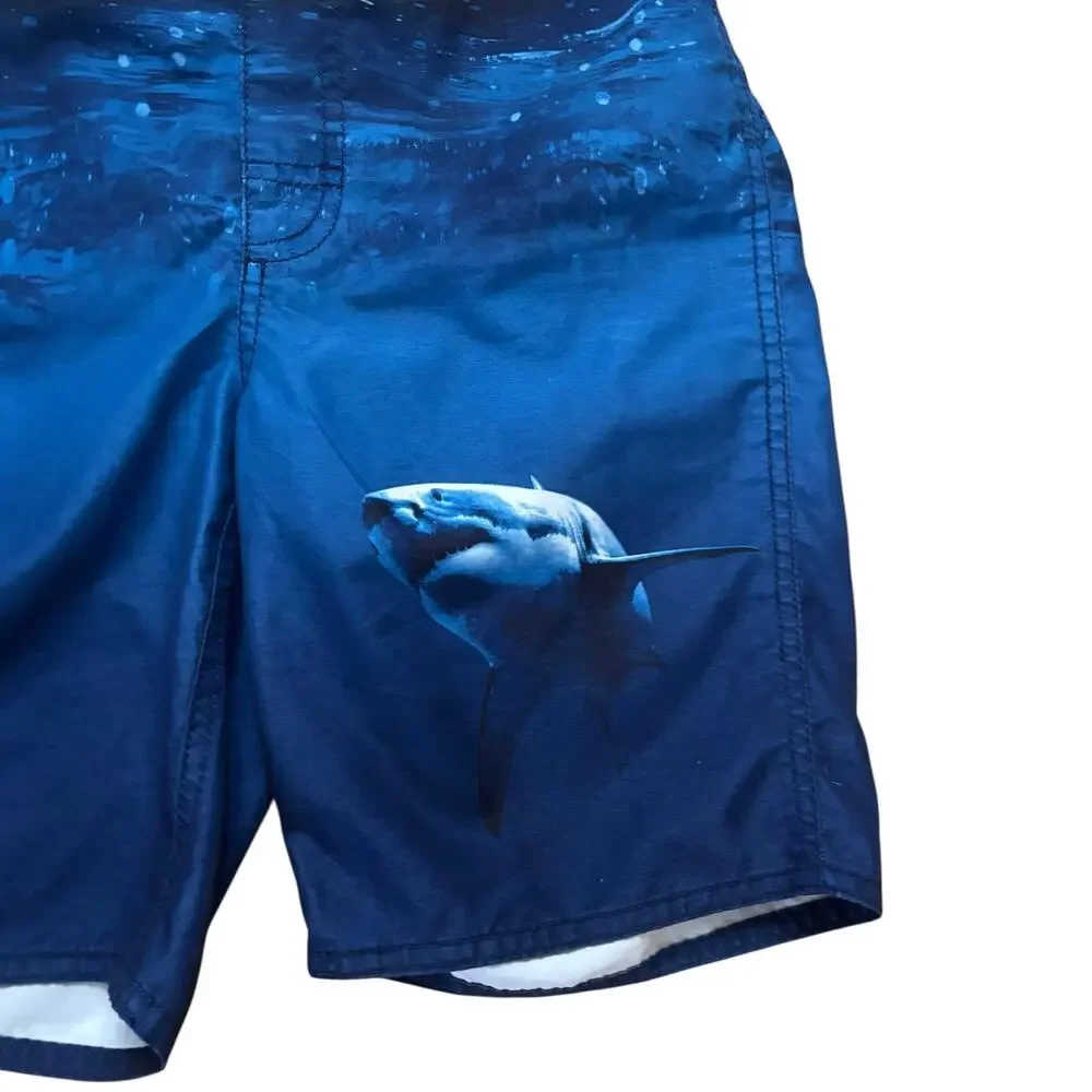Old Navy Boys Swim Boardshorts Trunks and Rash Guard Size Large 10 12 SHARK